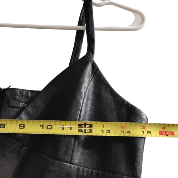 PEOLEO | Black Leather Look Mini Dress with Pockets | Size Medium - Picture 9 of 10